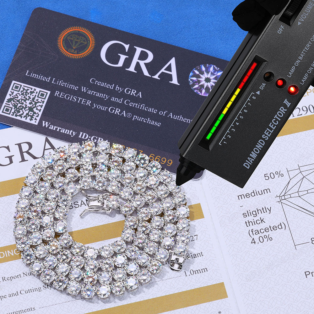 925 Moissanite VVS1 4MM Tennis Chain (GRA CERTIFIED)