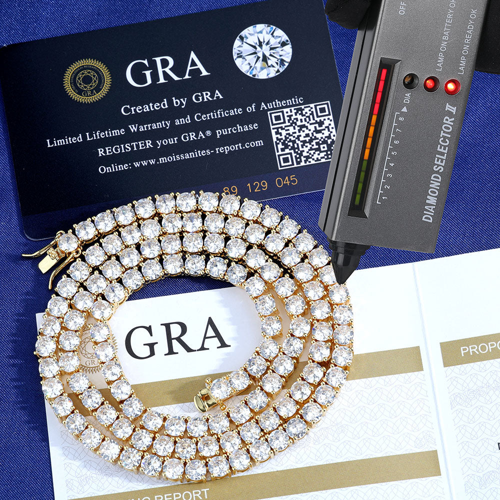 925 Moissanite VVS1 4MM Tennis Chain (GRA CERTIFIED)