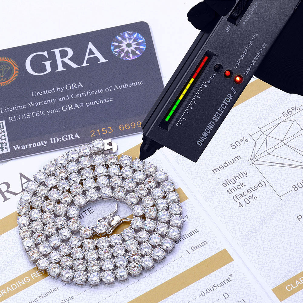 925 Moissanite VVS1 4MM Tennis Chain (GRA CERTIFIED)