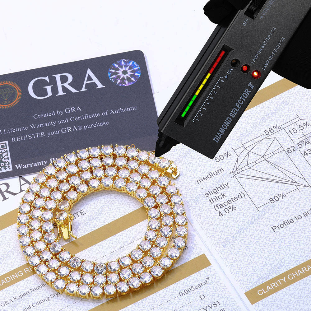 925 Moissanite VVS1 4MM Tennis Chain (GRA CERTIFIED)