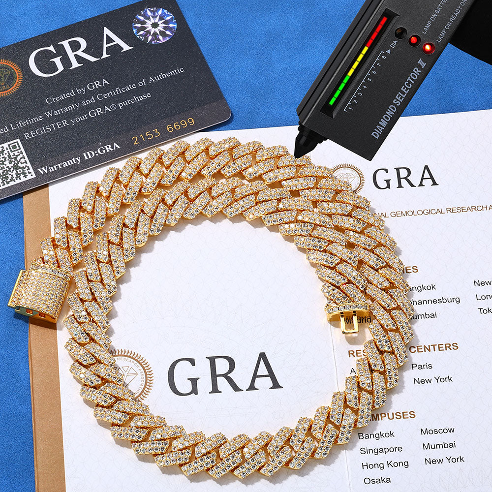 14mm 2 Row Iced Out Cuban Link 925 Moissanite
