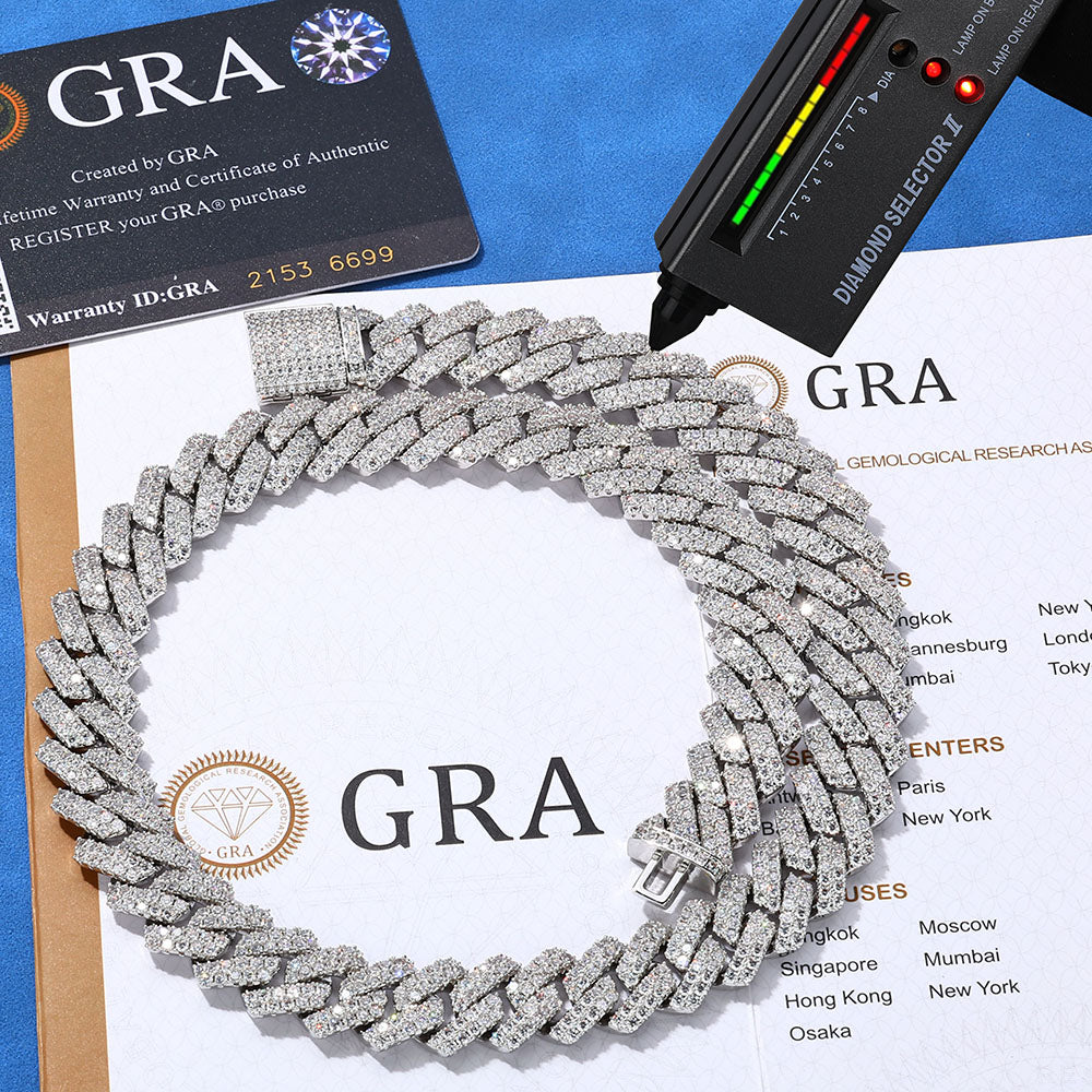 14mm 2 Row Iced Out Cuban Link 925 Moissanite