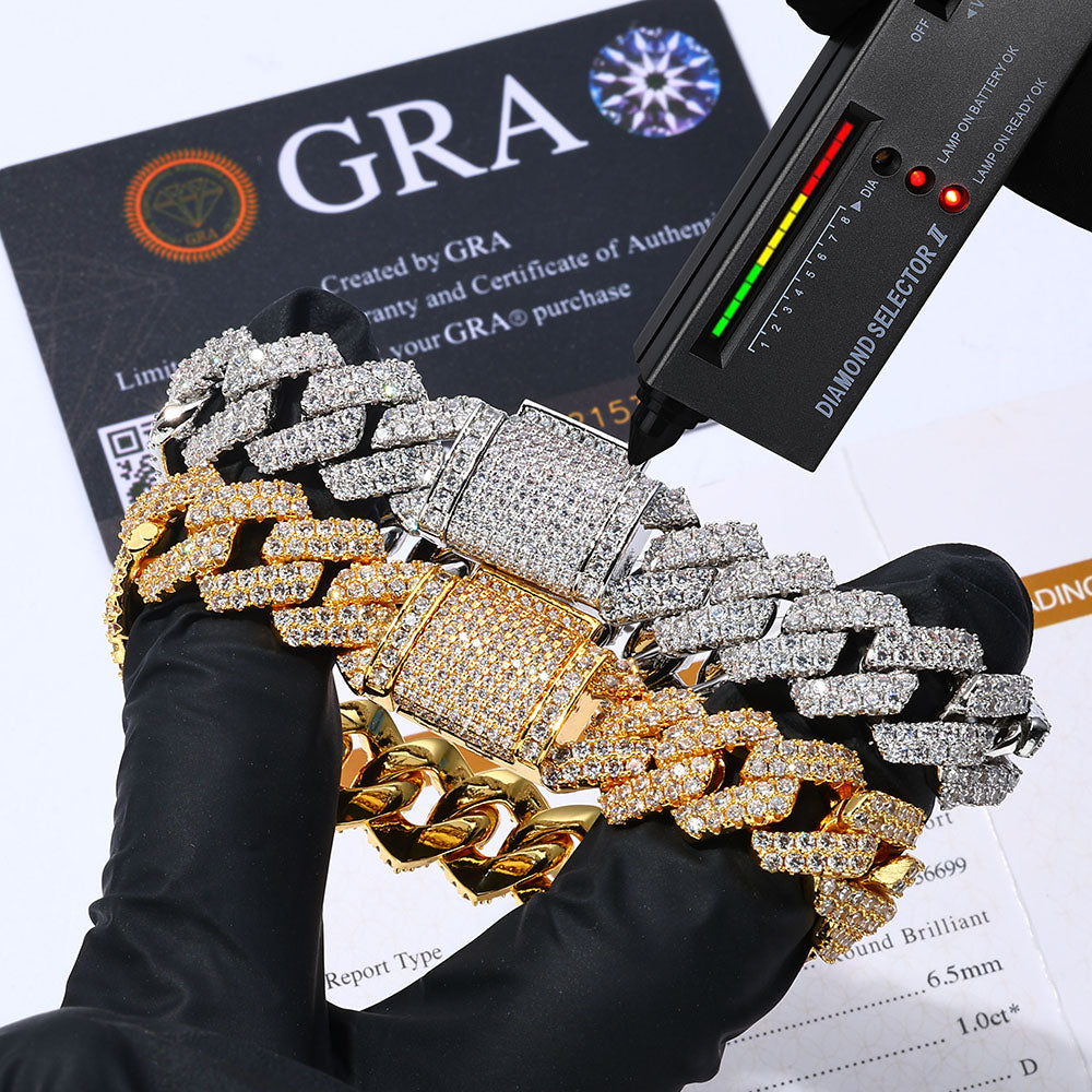 14mm 2 Row Iced Out Cuban Link 925 Moissanite