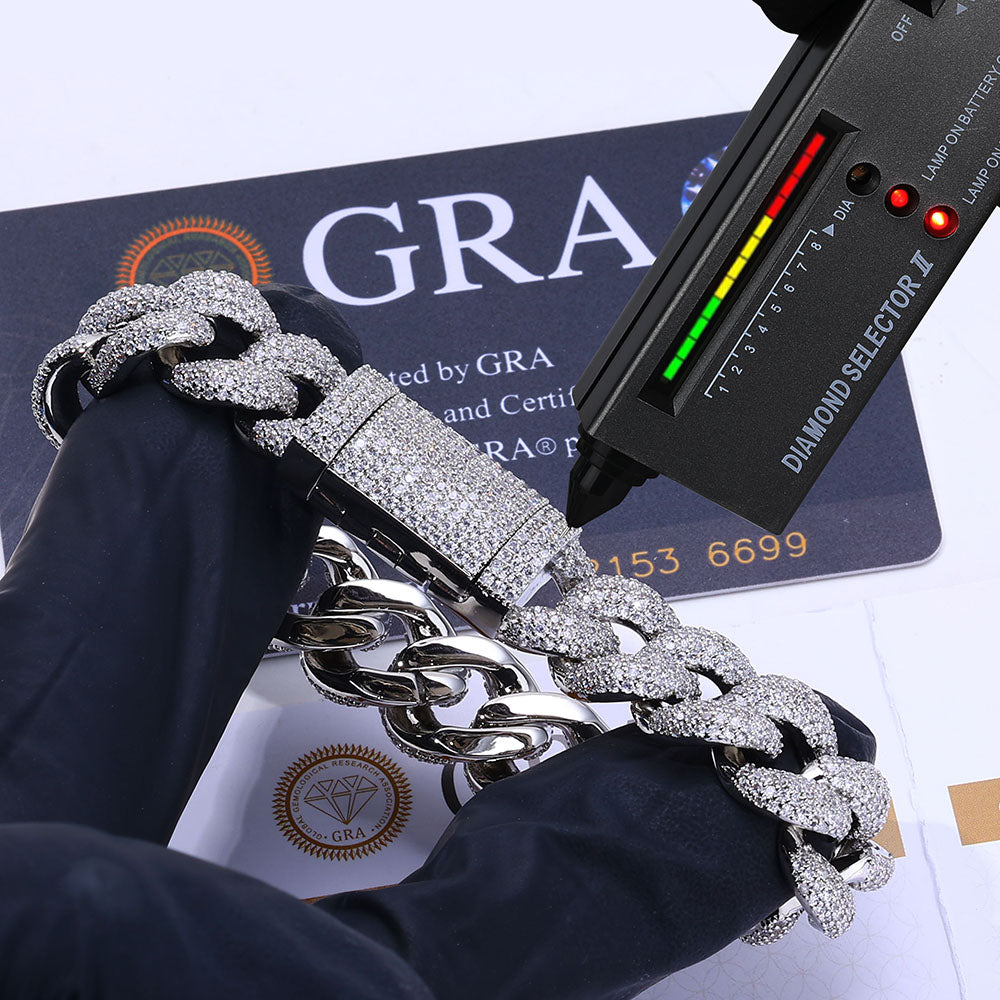 15mm 3 Row Iced Out Miami Cuban Link 925 Moissanite Chain