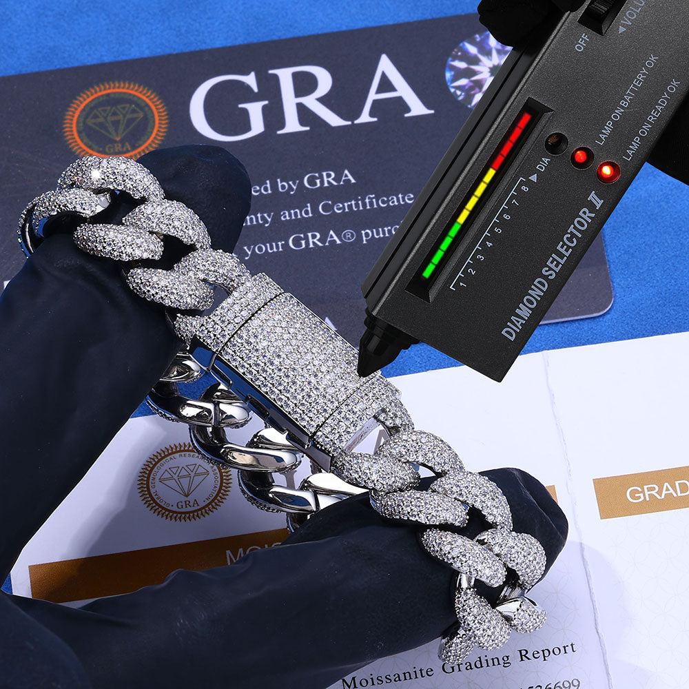 15mm 3 Row Iced Out Miami Cuban Link 925 Moissanite Chain