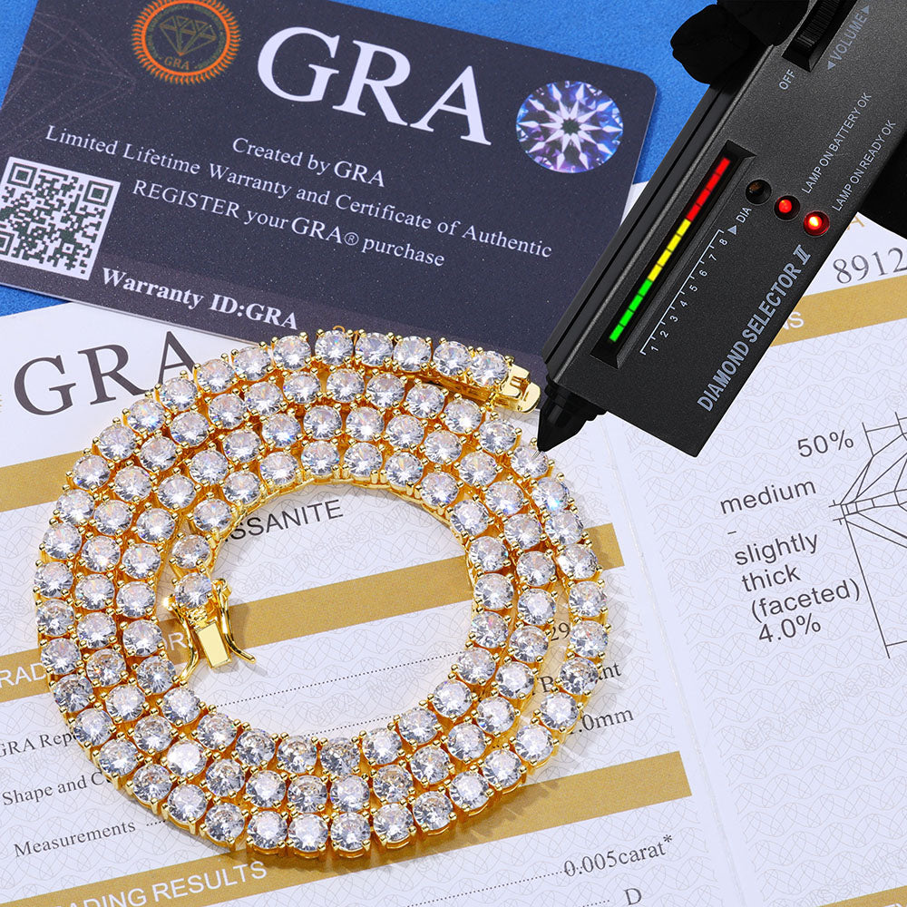 925 Moissanite VVS1 4MM Tennis Chain (GRA CERTIFIED)